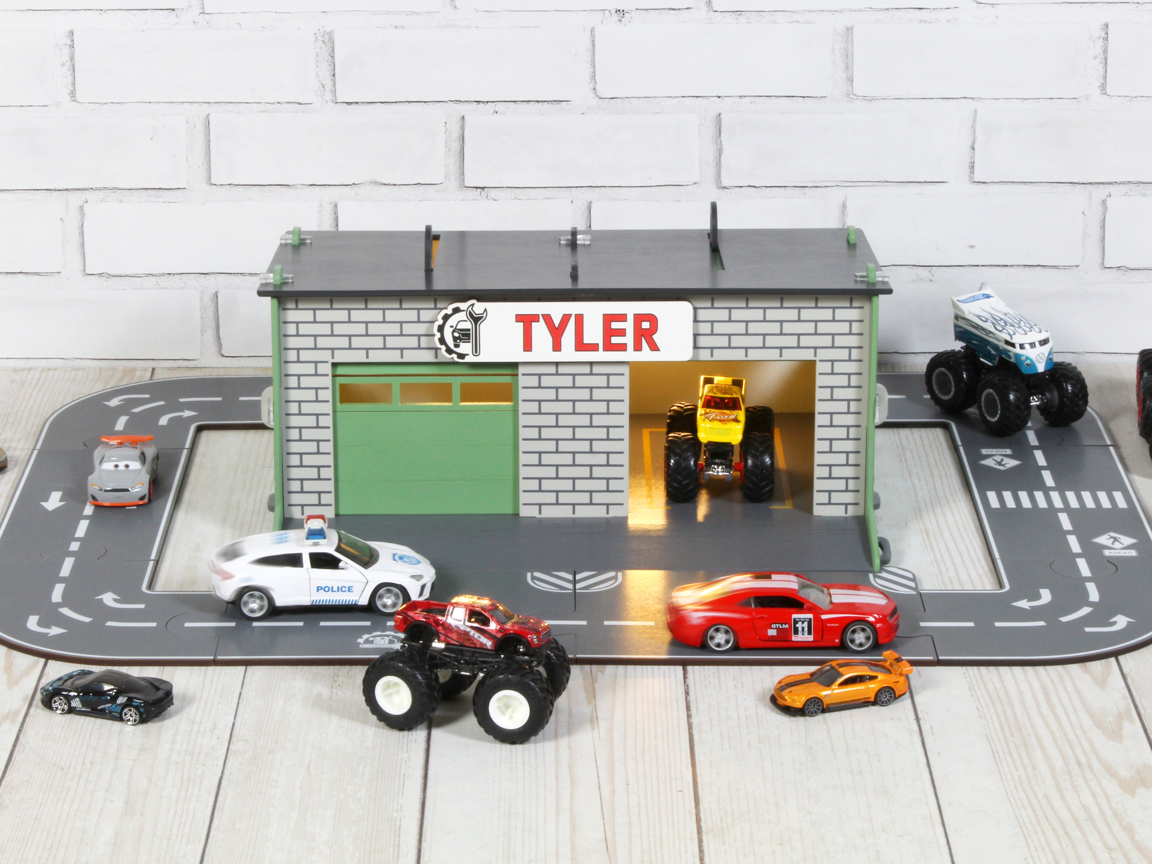 Personalized LED toy car road with mini garage — the right first piece for a new collector