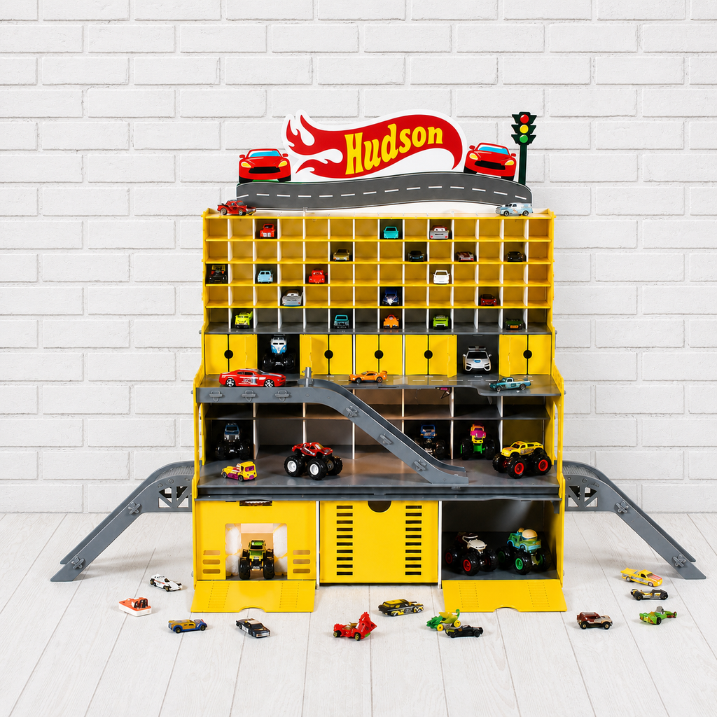 Garage di immagazzinamento per auto giocattolo diecast di grandi dimensioni, con Luci LED