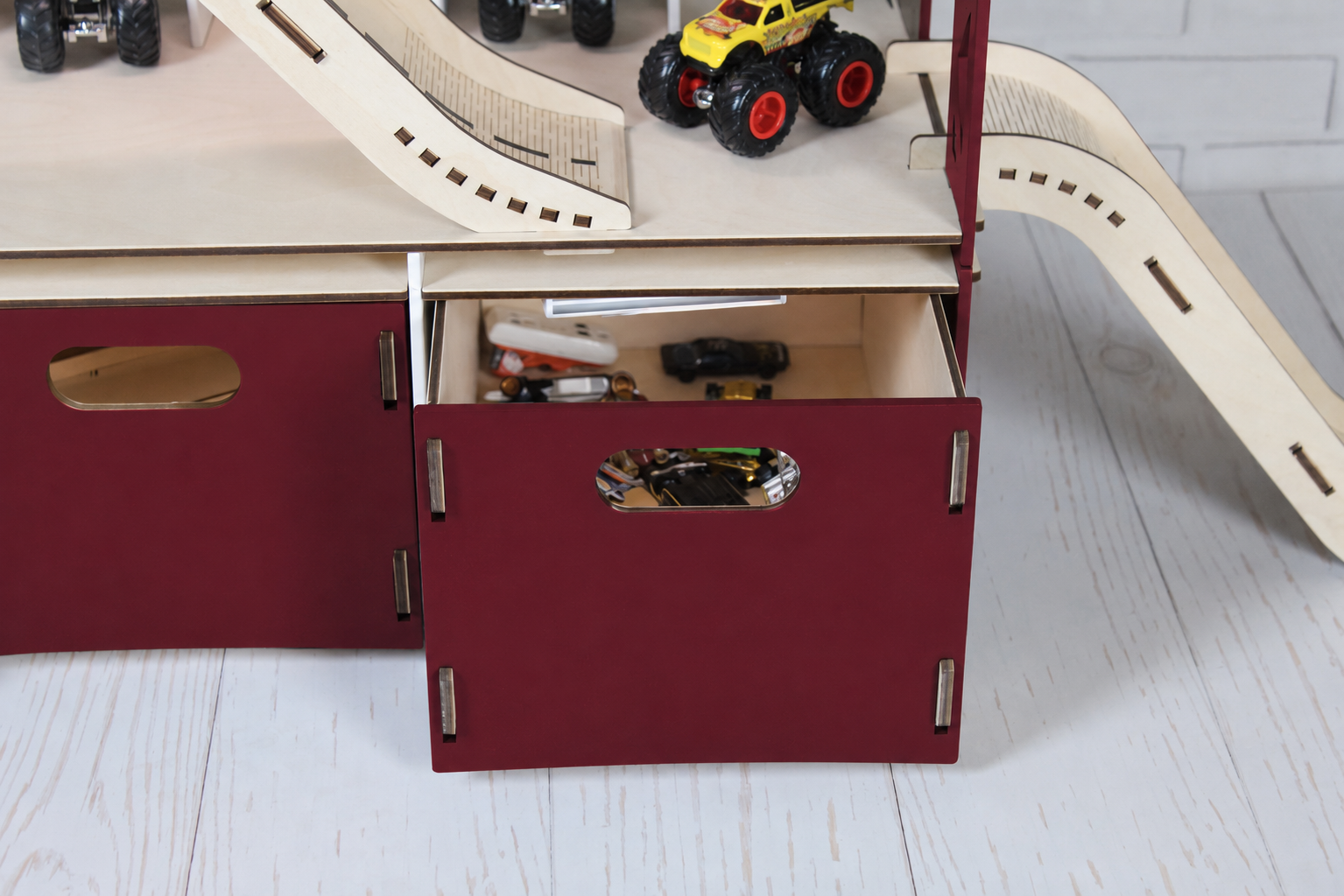 Wooden Storage for Hotwheels & Matchbox with Drawers