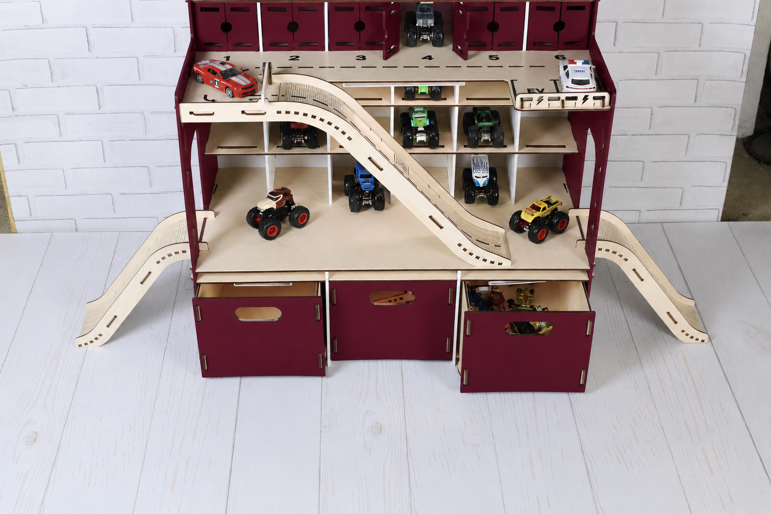 Wooden Storage for Hotwheels & Matchbox with Drawers