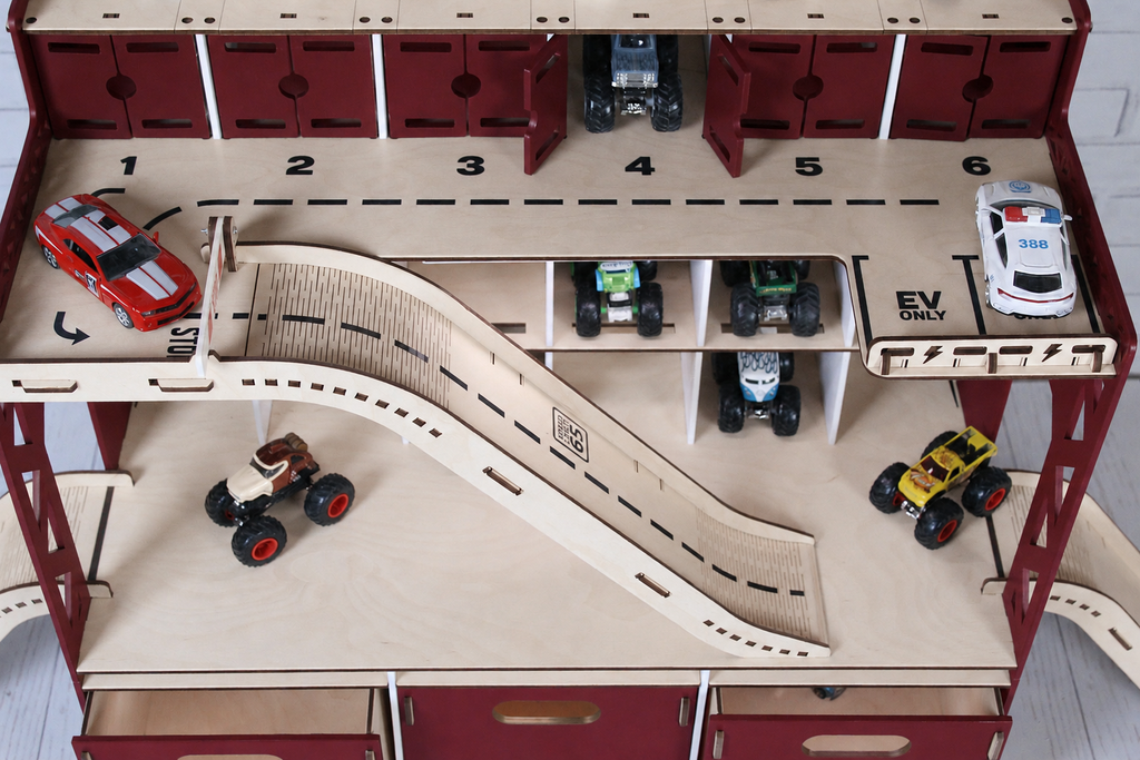 Wooden Storage for Hotwheels & Matchbox with Drawers